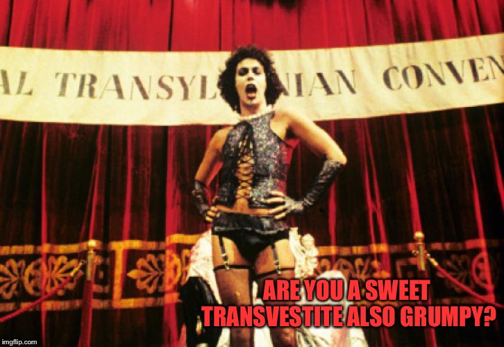 ARE YOU A SWEET TRANSVESTITE ALSO GRUMPY? | made w/ Imgflip meme maker