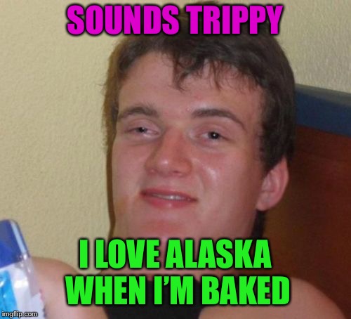 10 Guy Meme | SOUNDS TRIPPY I LOVE ALASKA WHEN I’M BAKED | image tagged in memes,10 guy | made w/ Imgflip meme maker