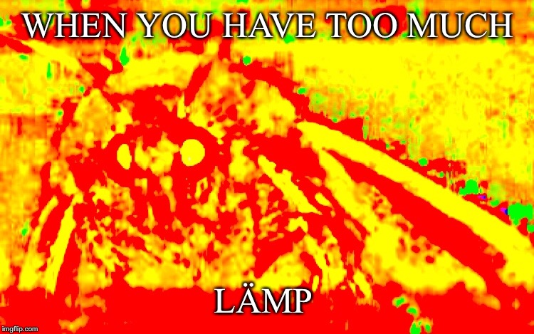 Lämp overdose | WHEN YOU HAVE TOO MUCH; LÄMP | image tagged in lmp,moth,moth memes,saturation | made w/ Imgflip meme maker