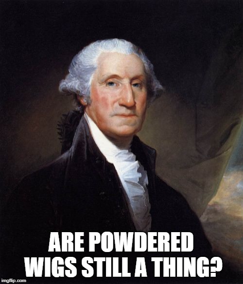 George Washington Meme | ARE POWDERED WIGS STILL A THING? | image tagged in memes,george washington | made w/ Imgflip meme maker