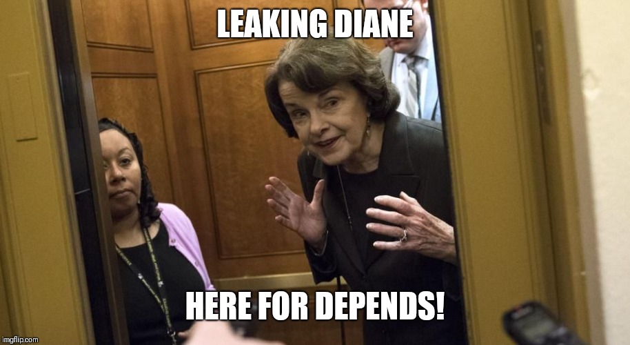Sneaky Diane Feinstein | LEAKING DIANE; HERE FOR DEPENDS! | image tagged in sneaky diane feinstein | made w/ Imgflip meme maker