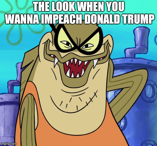 Bubble Bass Evil Grin | THE LOOK WHEN YOU WANNA IMPEACH DONALD TRUMP | image tagged in bubble bass evil grin,funny | made w/ Imgflip meme maker