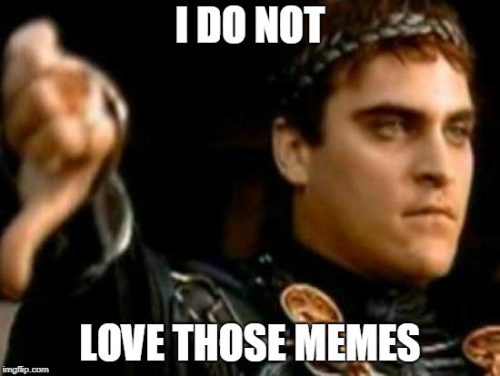Downvoting Roman Meme | I DO NOT LOVE THOSE MEMES | image tagged in memes,downvoting roman | made w/ Imgflip meme maker