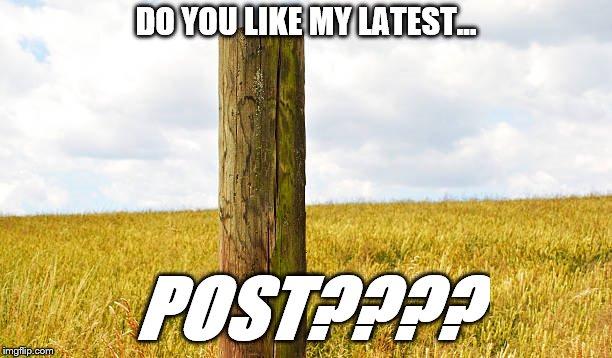 Cue the awkward laughter for this bad pun | DO YOU LIKE MY LATEST... POST???? | image tagged in bad pun,post,pole,latest post,bad jokes | made w/ Imgflip meme maker