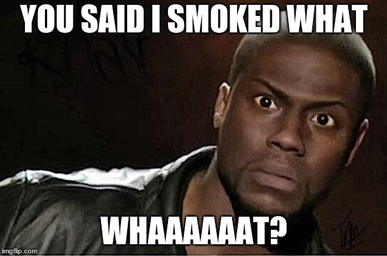 Kevin Hart Meme | YOU SAID I SMOKED WHAT; WHAAAAAAT? | image tagged in memes,kevin hart | made w/ Imgflip meme maker