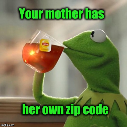 But That's None Of My Business Meme | Your mother has her own zip code | image tagged in memes,but thats none of my business,kermit the frog | made w/ Imgflip meme maker