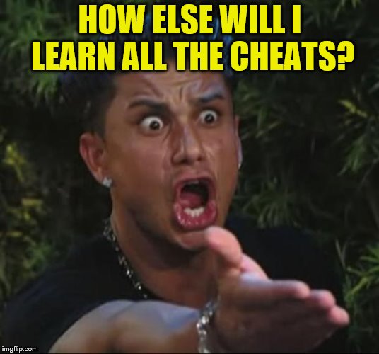DJ Pauly D Meme | HOW ELSE WILL I LEARN ALL THE CHEATS? | image tagged in memes,dj pauly d | made w/ Imgflip meme maker