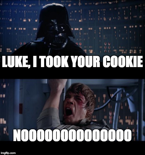 Star Wars No Meme | LUKE, I TOOK YOUR COOKIE; NOOOOOOOOOOOOOO | image tagged in memes,star wars no | made w/ Imgflip meme maker