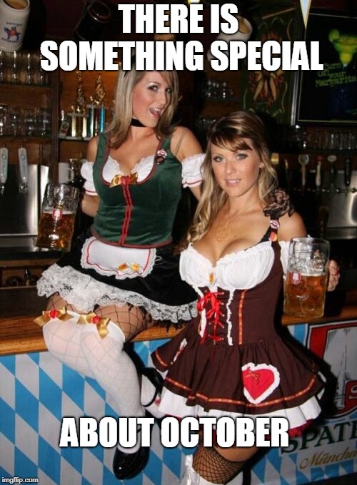 Octoberfest girls | THERE IS SOMETHING SPECIAL; ABOUT OCTOBER | image tagged in octoberfest girls | made w/ Imgflip meme maker