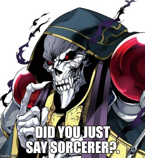 Ainz Ooal Gown | DID YOU JUST SAY SORCERER?. | image tagged in ainz ooal gown | made w/ Imgflip meme maker