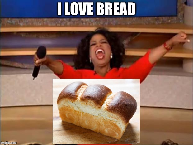 Oprah You Get A Meme | I LOVE BREAD | image tagged in memes,oprah you get a | made w/ Imgflip meme maker