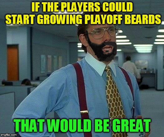 IF THE PLAYERS COULD START GROWING PLAYOFF BEARDS THAT WOULD BE GREAT | made w/ Imgflip meme maker