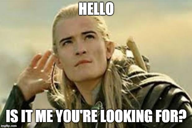 legolas | HELLO IS IT ME YOU'RE LOOKING FOR? | image tagged in legolas | made w/ Imgflip meme maker