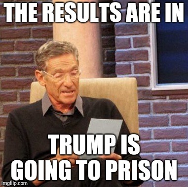 Maury Lie Detector Meme | THE RESULTS ARE IN; TRUMP IS GOING TO PRISON | image tagged in memes,maury lie detector | made w/ Imgflip meme maker