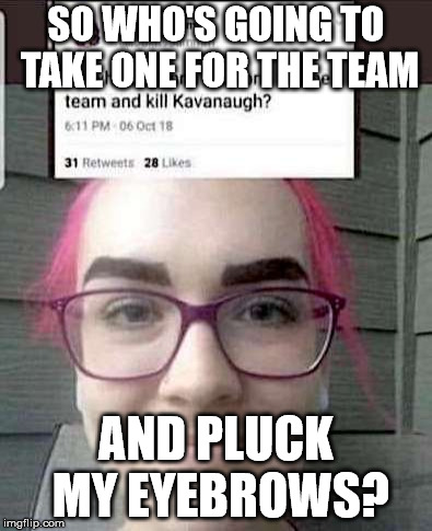 SO WHO'S GOING TO TAKE ONE FOR THE TEAM; AND PLUCK MY EYEBROWS? | made w/ Imgflip meme maker