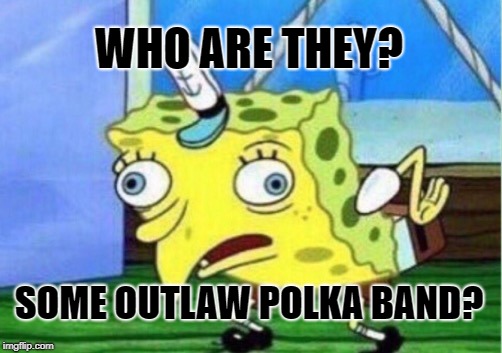 Mocking Spongebob Meme | WHO ARE THEY? SOME OUTLAW POLKA BAND? | image tagged in memes,mocking spongebob | made w/ Imgflip meme maker