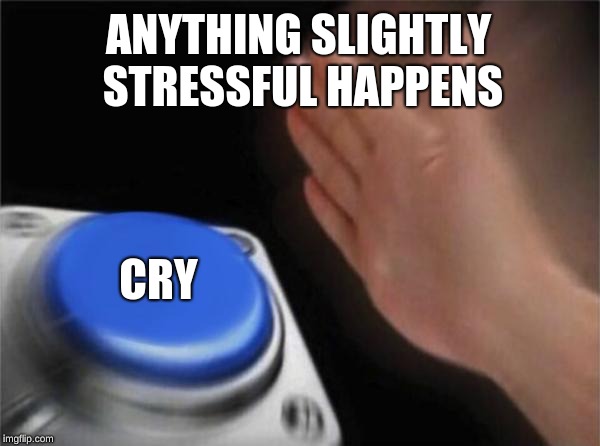 Blank Nut Button | ANYTHING SLIGHTLY STRESSFUL HAPPENS; CRY | image tagged in memes,blank nut button | made w/ Imgflip meme maker