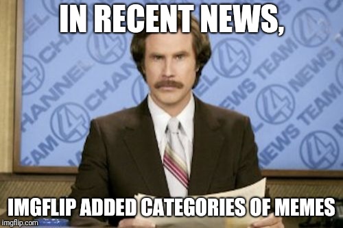Awesome | IN RECENT NEWS, IMGFLIP ADDED CATEGORIES OF MEMES | image tagged in memes,ron burgundy,what,categories,ilikepie314159265358979 | made w/ Imgflip meme maker