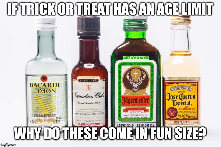 IF TRICK OR TREAT HAS AN AGE LIMIT; WHY DO THESE COME IN FUN SIZE? | image tagged in trick or treat | made w/ Imgflip meme maker