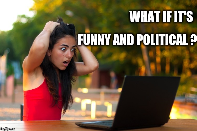 Laptop Girl | WHAT IF IT'S FUNNY AND POLITICAL ? | image tagged in laptop girl | made w/ Imgflip meme maker