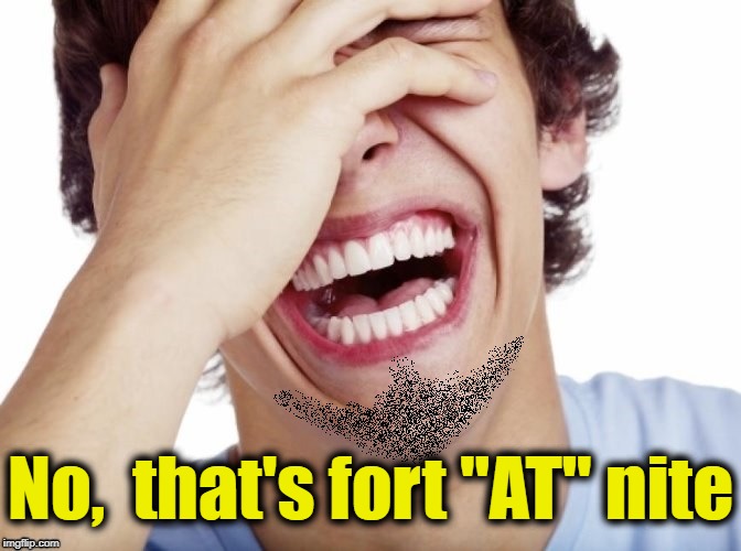 lol | No,  that's fort "AT" nite | image tagged in lol | made w/ Imgflip meme maker