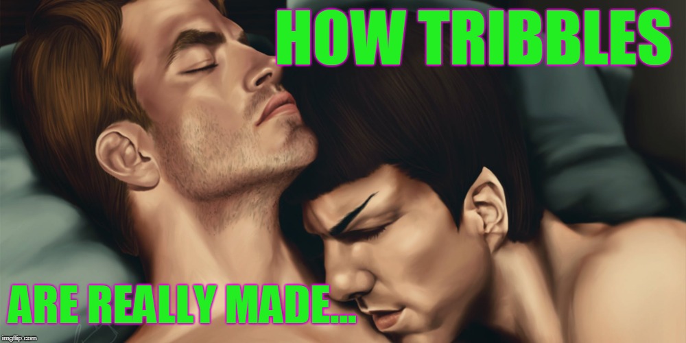Trekkies | HOW TRIBBLES; ARE REALLY MADE... | image tagged in mr spock,captain kirk,tribbles | made w/ Imgflip meme maker