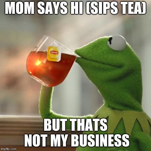 But That's None Of My Business Meme | MOM SAYS HI (SIPS TEA); BUT THATS NOT MY BUSINESS | image tagged in memes,but thats none of my business,kermit the frog | made w/ Imgflip meme maker