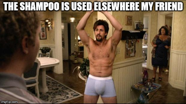 zohan | THE SHAMPOO IS USED ELSEWHERE MY FRIEND | image tagged in zohan | made w/ Imgflip meme maker