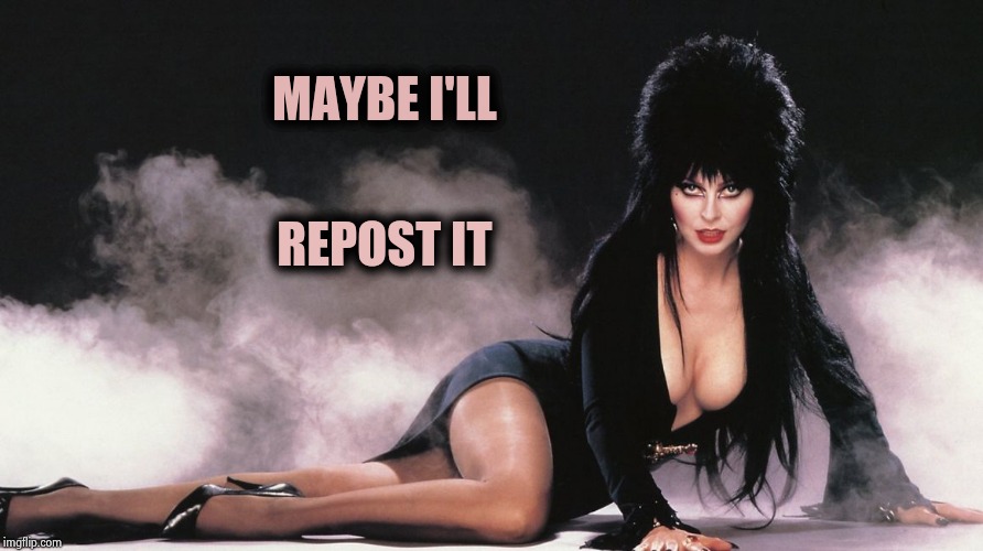 Elvira | MAYBE I'LL REPOST IT | image tagged in elvira | made w/ Imgflip meme maker