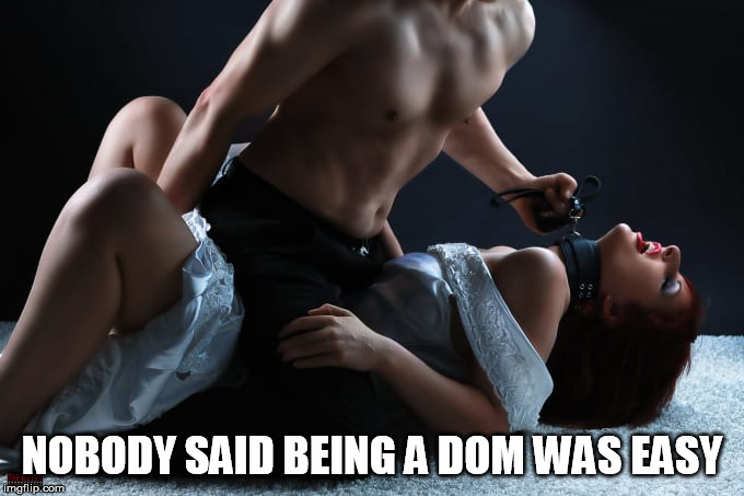 Dom Ain't Easy | NOBODY SAID BEING A DOM WAS EASY | image tagged in domination,bdsm | made w/ Imgflip meme maker