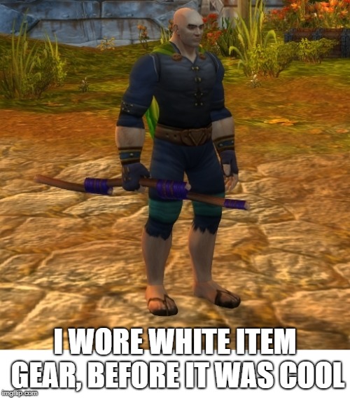 Wow hipster | I WORE WHITE ITEM GEAR, BEFORE IT WAS COOL | image tagged in world of warcraft peasant,before it was cool | made w/ Imgflip meme maker