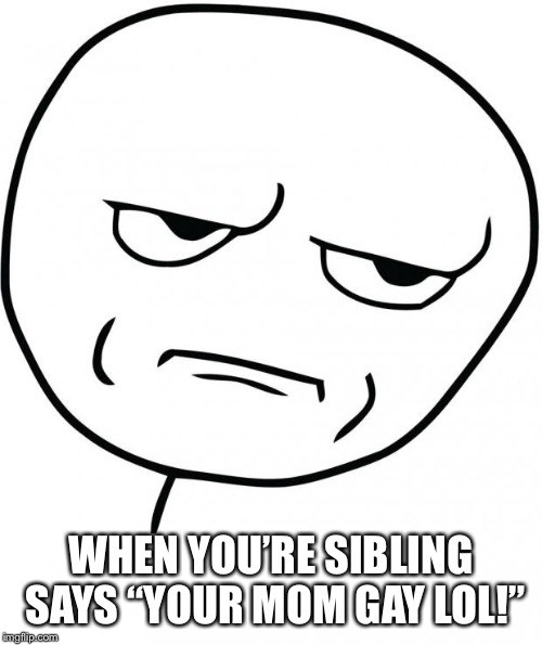 Seriously? | WHEN YOU’RE SIBLING SAYS “YOUR MOM GAY LOL!” | image tagged in seriously | made w/ Imgflip meme maker