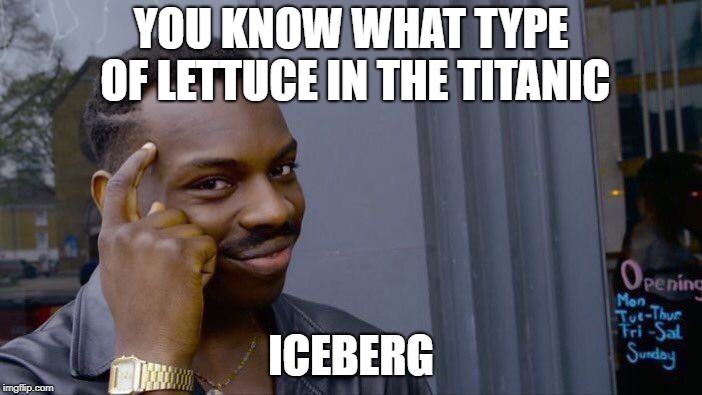 Roll Safe Think About It Meme | YOU KNOW WHAT TYPE OF LETTUCE IN THE TITANIC; ICEBERG | image tagged in memes,roll safe think about it | made w/ Imgflip meme maker