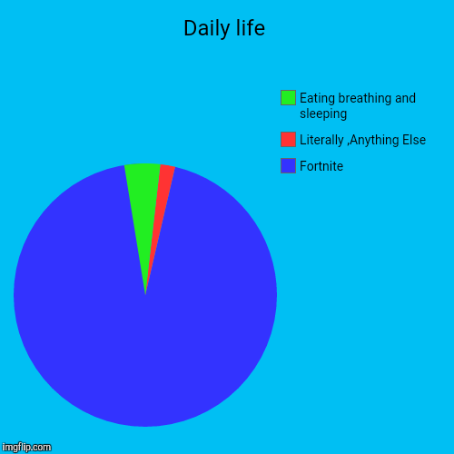 Daily life | Fortnite, Literally ,Anything Else, Eating breathing and sleeping | image tagged in funny,pie charts | made w/ Imgflip chart maker