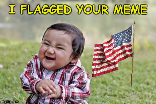 Evil Toddler Meme | I FLAGGED YOUR MEME | image tagged in memes,evil toddler | made w/ Imgflip meme maker
