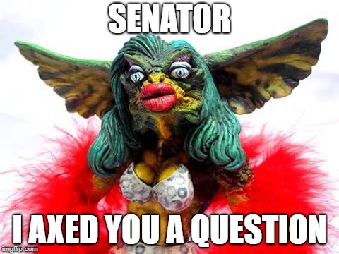 Gremlin Girl | SENATOR; I AXED YOU A QUESTION | image tagged in gremlin girl | made w/ Imgflip meme maker