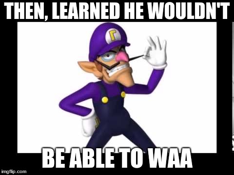 THEN, LEARNED HE WOULDN'T; BE ABLE TO WAA | image tagged in waluigi | made w/ Imgflip meme maker