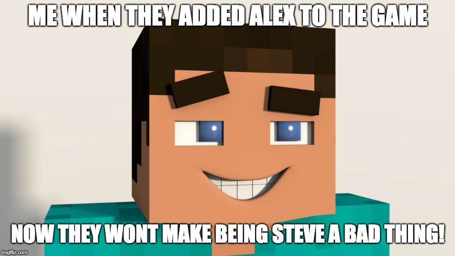 Steve (Minecraft) | ME WHEN THEY ADDED ALEX TO THE GAME; NOW THEY WONT MAKE BEING STEVE A BAD THING! | image tagged in steve minecraft | made w/ Imgflip meme maker