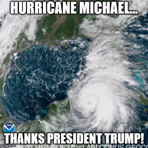 Hurricane Michael | HURRICANE MICHAEL... THANKS PRESIDENT TRUMP! | image tagged in hurricane michael | made w/ Imgflip meme maker