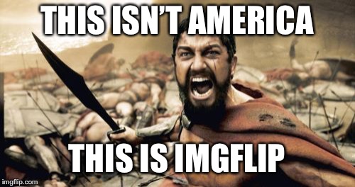 Sparta Leonidas Meme | THIS ISN’T AMERICA THIS IS IMGFLIP | image tagged in memes,sparta leonidas | made w/ Imgflip meme maker