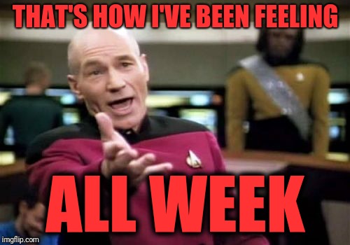 Picard Wtf Meme | THAT'S HOW I'VE BEEN FEELING ALL WEEK | image tagged in memes,picard wtf | made w/ Imgflip meme maker