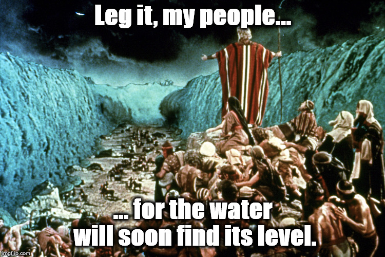 Leg it, my people... ... for the water will soon find its level. | made w/ Imgflip meme maker