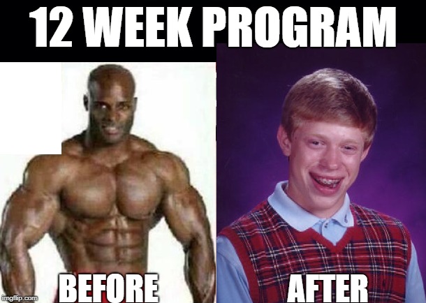 12 WEEK PROGRAM BEFORE                     AFTER | made w/ Imgflip meme maker