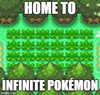 Pokemon Grass | HOME TO; INFINITE POKÉMON | image tagged in pokemon grass,pokmon,pokemon,grass | made w/ Imgflip meme maker
