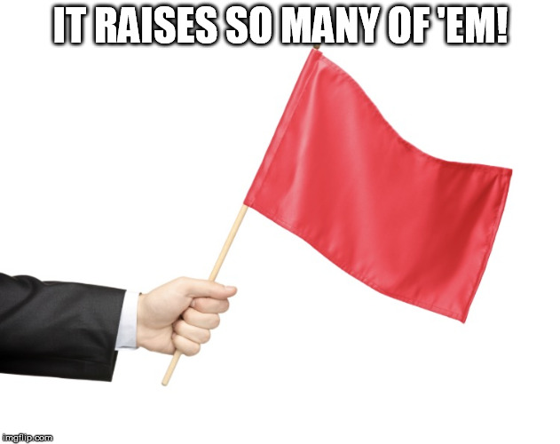 Red Flag | IT RAISES SO MANY OF 'EM! | image tagged in red flag | made w/ Imgflip meme maker