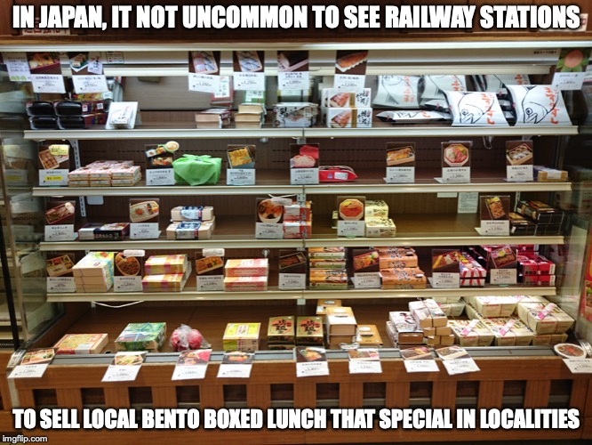 Ekiben | IN JAPAN, IT NOT UNCOMMON TO SEE RAILWAY STATIONS; TO SELL LOCAL BENTO BOXED LUNCH THAT SPECIAL IN LOCALITIES | image tagged in ekiben,boxed lunch,memes,japan | made w/ Imgflip meme maker