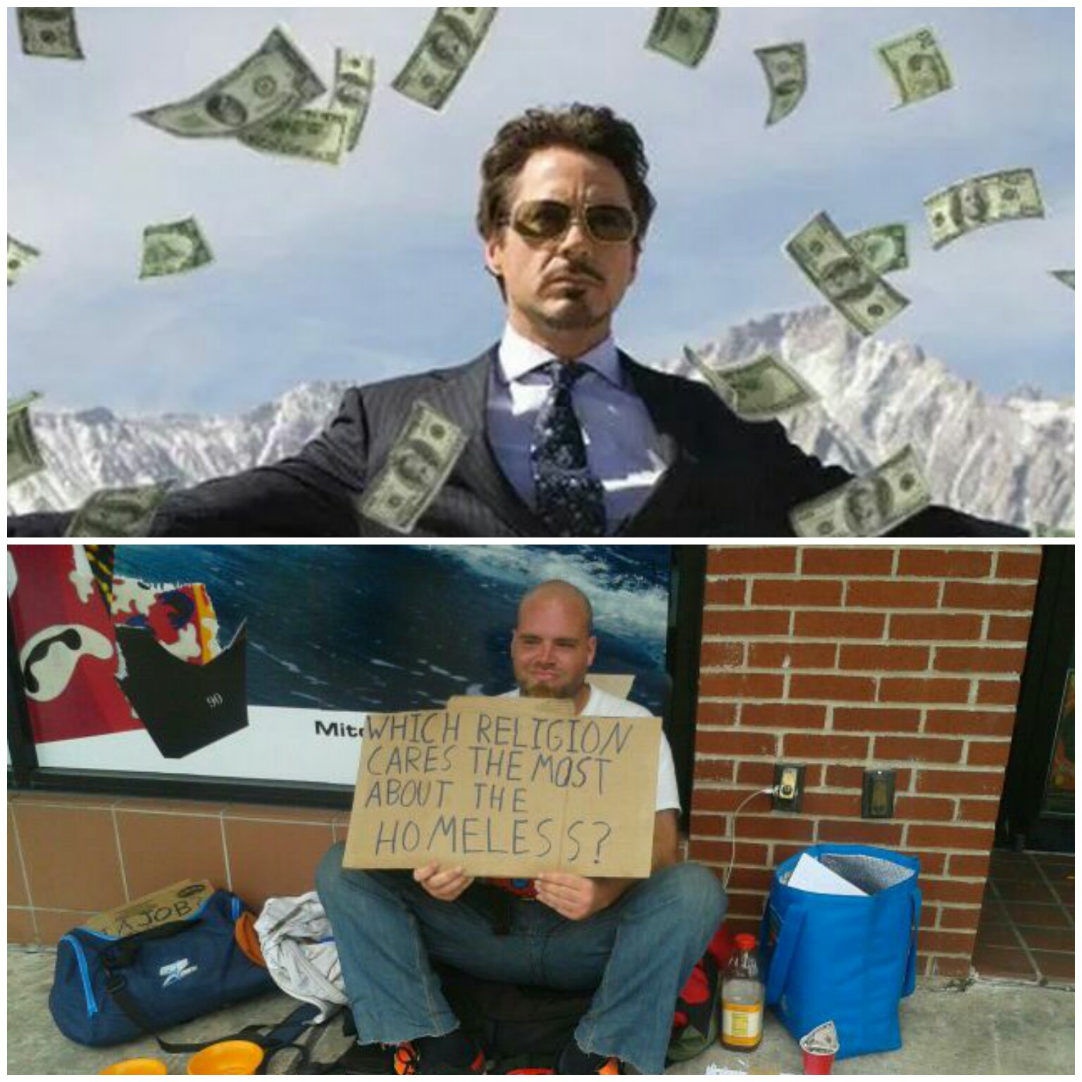 Tony Stark Beggar Blank Meme Template