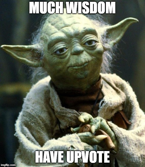 Star Wars Yoda Meme | MUCH WISDOM HAVE UPVOTE | image tagged in memes,star wars yoda | made w/ Imgflip meme maker