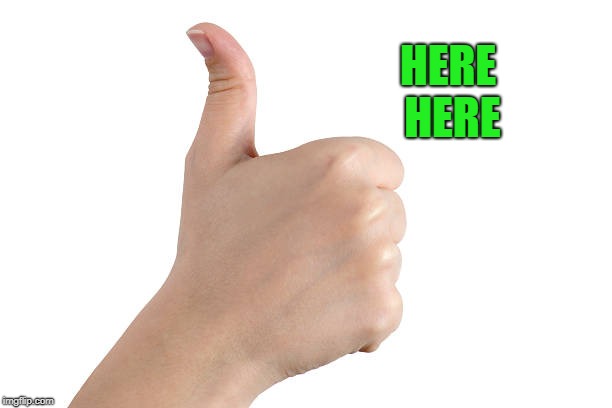 thumbs up | HERE HERE | image tagged in thumbs up | made w/ Imgflip meme maker