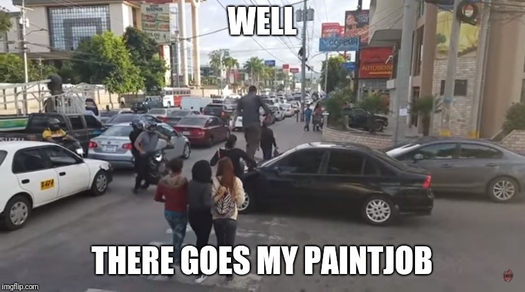 WELL; THERE GOES MY PAINTJOB | image tagged in funny | made w/ Imgflip meme maker